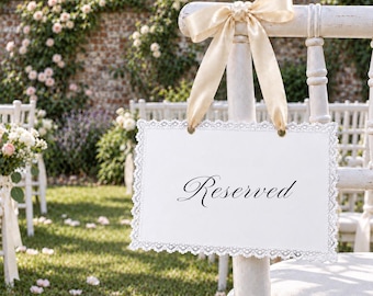 Wedding Chair Tag, Personalized Reserved Chair Sign, In Loving Memory Decor, Lace Chair Decoration, Wedding Ceremony Sign,Chair Tag