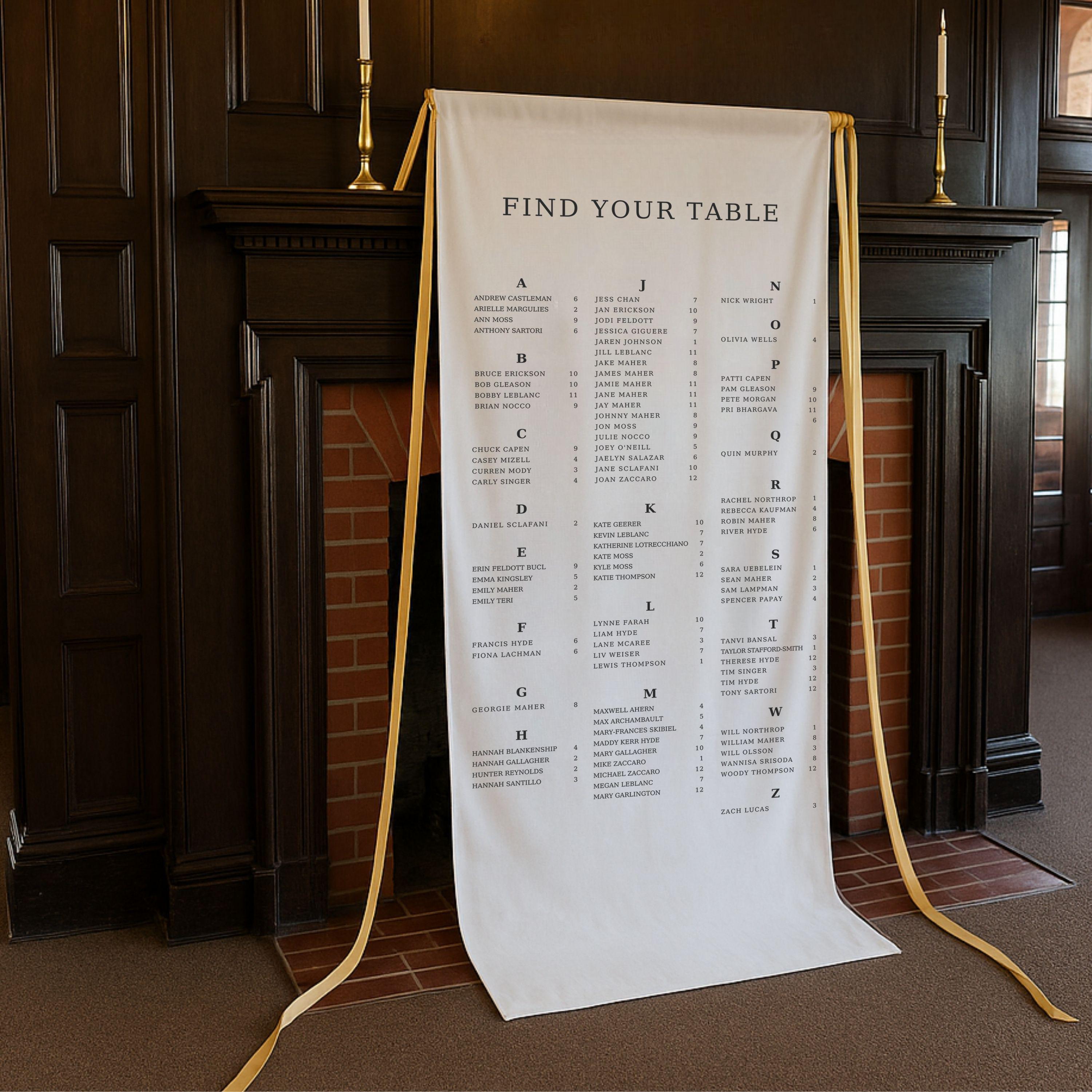 Linen Fabric Wedding Seating Chart, Fabric Wedding Table Plan ...