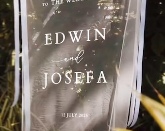 Romantic Sheer Wedding Sign, Linen Wedding Welcome Sign,Modern Outdoor Wedding Banner, Personalized Wedding Decoration,Engagement Party Sign