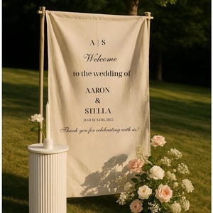 Fabric Wedding Welcome Sign，Personalized Wedding Welcome Sign, Fabric Sign, Custom Linen Wedding Signs，Linen Wedding Sign，Wedding banner