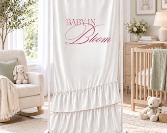 Baby Shower Backdrop, Personalized Fabric Welcome Sign, Custom Ruffle Banner, Elegant Baby Shower Decoration