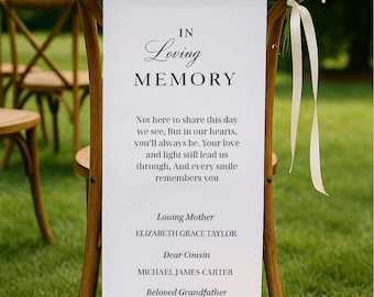 Memorial Chair Sign, Linen Wedding Remembrance Banner, In Loving Memory Wedding Decor, Memorial Aisle Sign, Tribute for Loved Ones