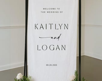 Wedding Welcome Sign, Modern Wedding Welcome Sign, Fabric Sign, Wedding Fabric Welcome Sign, Custom Linen Wedding Signs, Boho Wedding