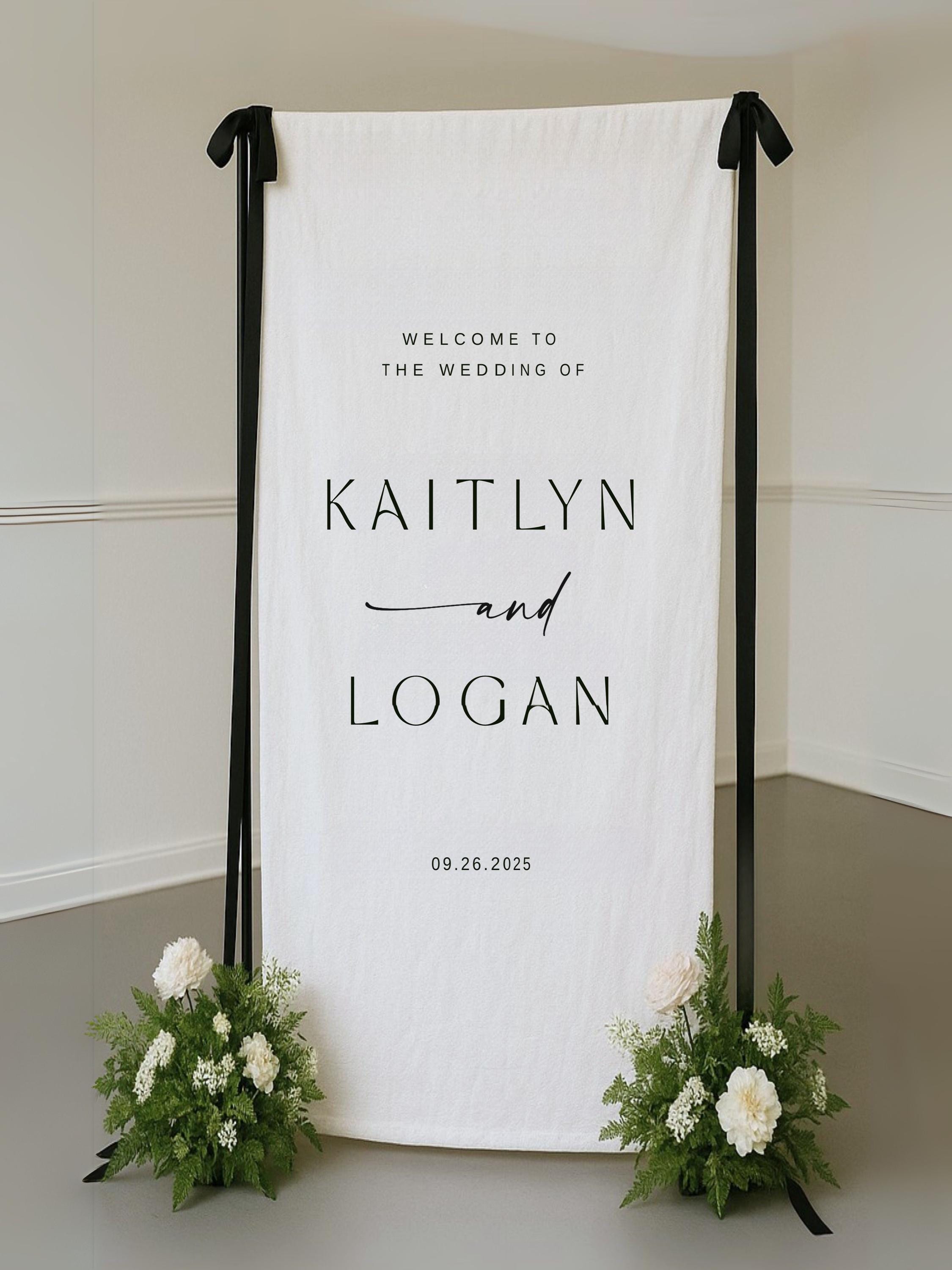 Wedding Welcome Sign, Modern Wedding Welcome Sign, Fabric Sign