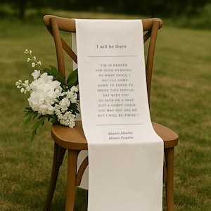 Custom Memorial Wedding Sign, Reserved Wedding Memorial Chair Sign, Personalized Fabric Sign, Wedding Chair Banner In Memory Loved Ones