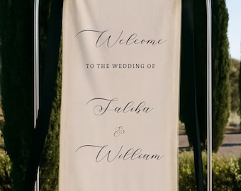 Modern Wedding Welcome Sign, Fabric Sign, Wedding Fabric Welcome Sign, Custom Linen Wedding Sign, Boho Wedding, Wedding Welcome Sign