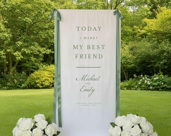 Custom Wedding Fabric Sign, Linen Wedding Welcome Sign, Modern Outdoor Wedding Banner, Personalized Wedding Decoration,Engagement Party Sign