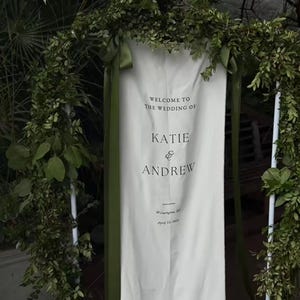 Wedding Welcome Sign, Modern Wedding Welcome Sign, Fabric Sign, Wedding Fabric Welcome Sign, Custom Linen Wedding Signs, Boho Wedding