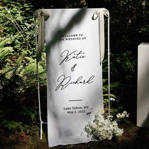 Fabric Wedding Welcome Sign，Personalized Wedding Welcome Sign, Fabric Sign, Custom Linen Wedding Signs，Linen Wedding Sign，Wedding banner