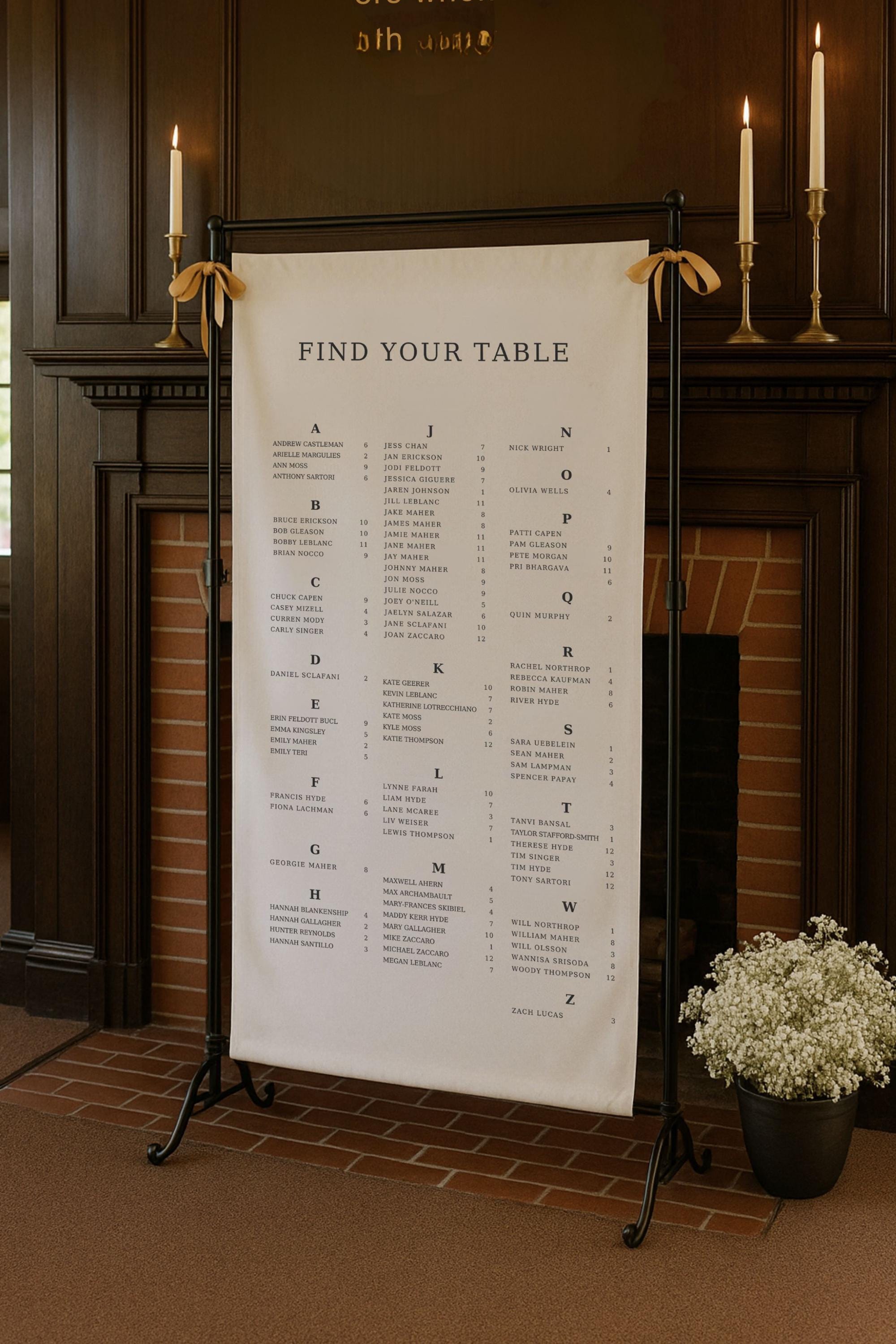 Linen Fabric Wedding Seating Chart, Fabric Wedding Table Plan ...