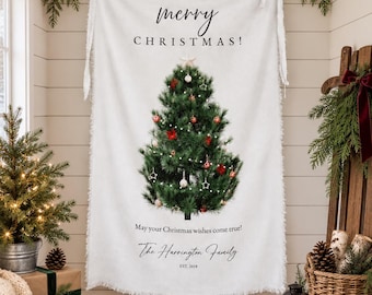 Custom Fabric Christmas Decor, Personalized Family Name Banner, Christmas Wall Hanging, Holiday Home Decoration