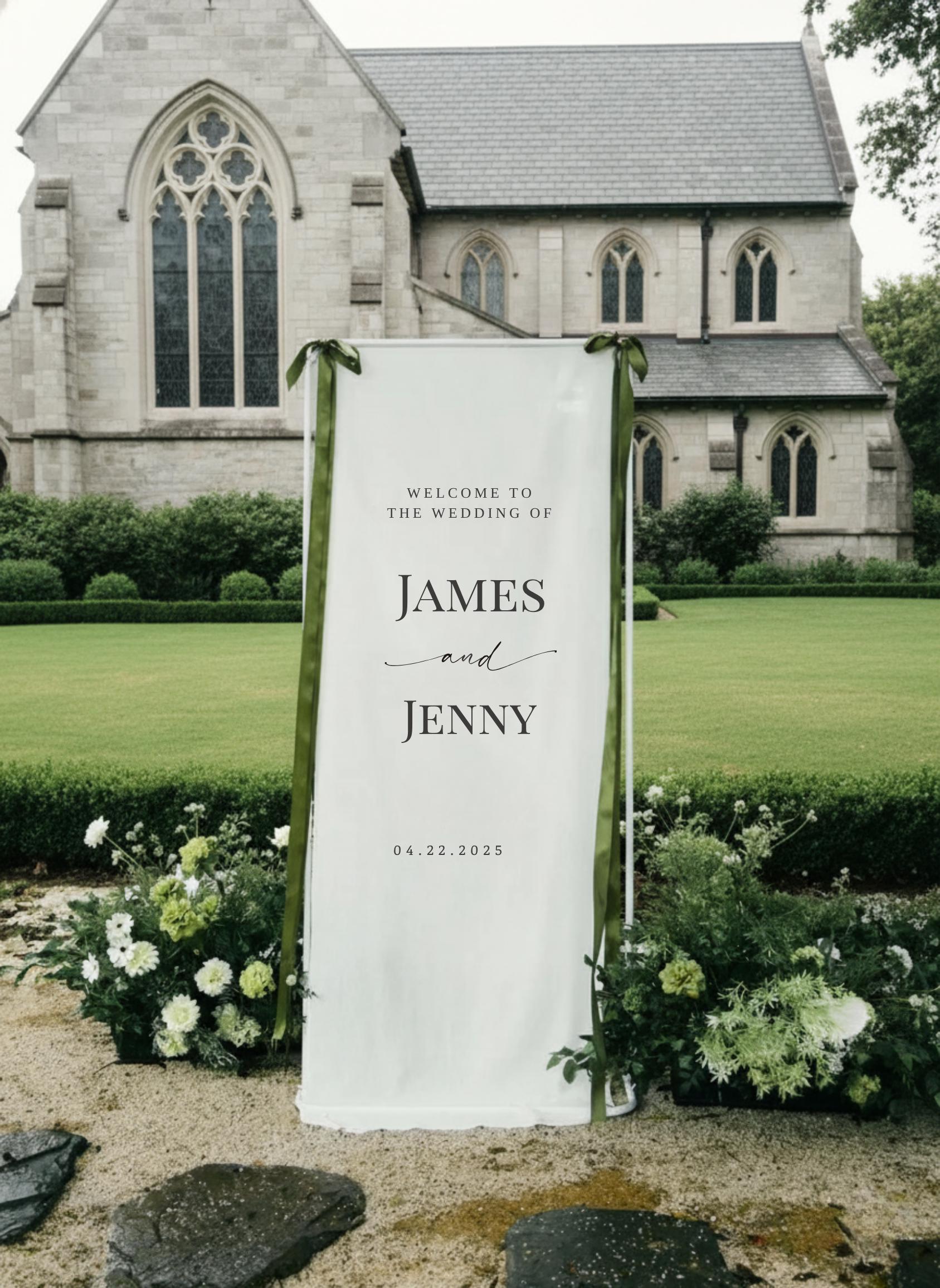 Custom Linen Wedding Welcome Sign – Personalized Fabric Banner for ...