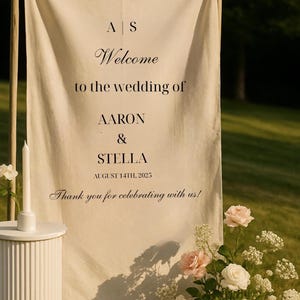 Modernes Hochzeit Willkommensschild, Stoffschild, Hochzeit Stoff Willkommensschild, Benutzerdefinierte Leinen Hochzeitsschild, Boho Hochzeit, Hochzeit Willkommensschild