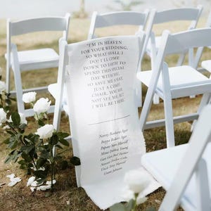 Custom Memorial Wedding Sign, Reserved Wedding Memorial Chair Sign, Personalized Fabric Sign, Wedding Chair Banner In Memory Loved Ones MS03