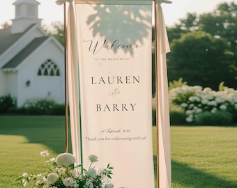 Custom Wedding Fabric Sign, Linen Wedding Welcome Sign, Modern Outdoor Wedding Banner, Personalized Wedding Decoration, Engagement Sign