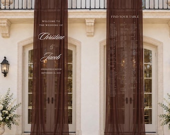 Brown Chiffon Wedding Fabric, Sheer Espresso Drapery Panels, Romantic Outdoor Wedding Backdrop, Balcony Decoration