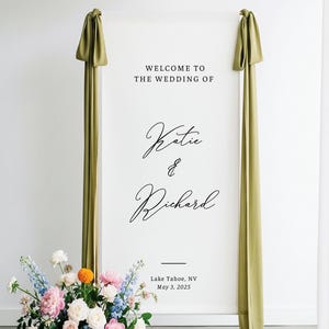 Personalized hand embroidered wedding welcome sign, Custom fabric sign,Custom linen wedding sign,ceremony Boho Wedding Welcome Sign
