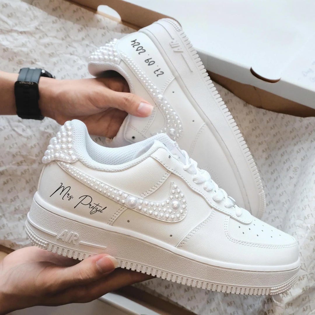 Wedding Personalized Sneakers Prom Graduation Pearl Crystal Bridal ...
