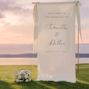 Wedding Welcome Sign, Modern Wedding Welcome Sign, Fabric Sign, Wedding Fabric Welcome Sign, Custom Linen Wedding Signs, Boho Wedding