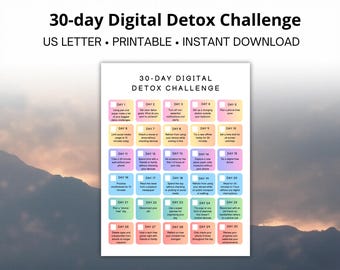 30 day digital detox self care Challenge tracker
