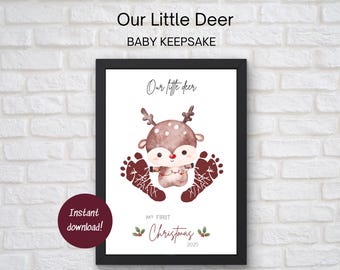 Christmas Our Little Deer Footprint Art: Christmas Keepsake (PDF Download)