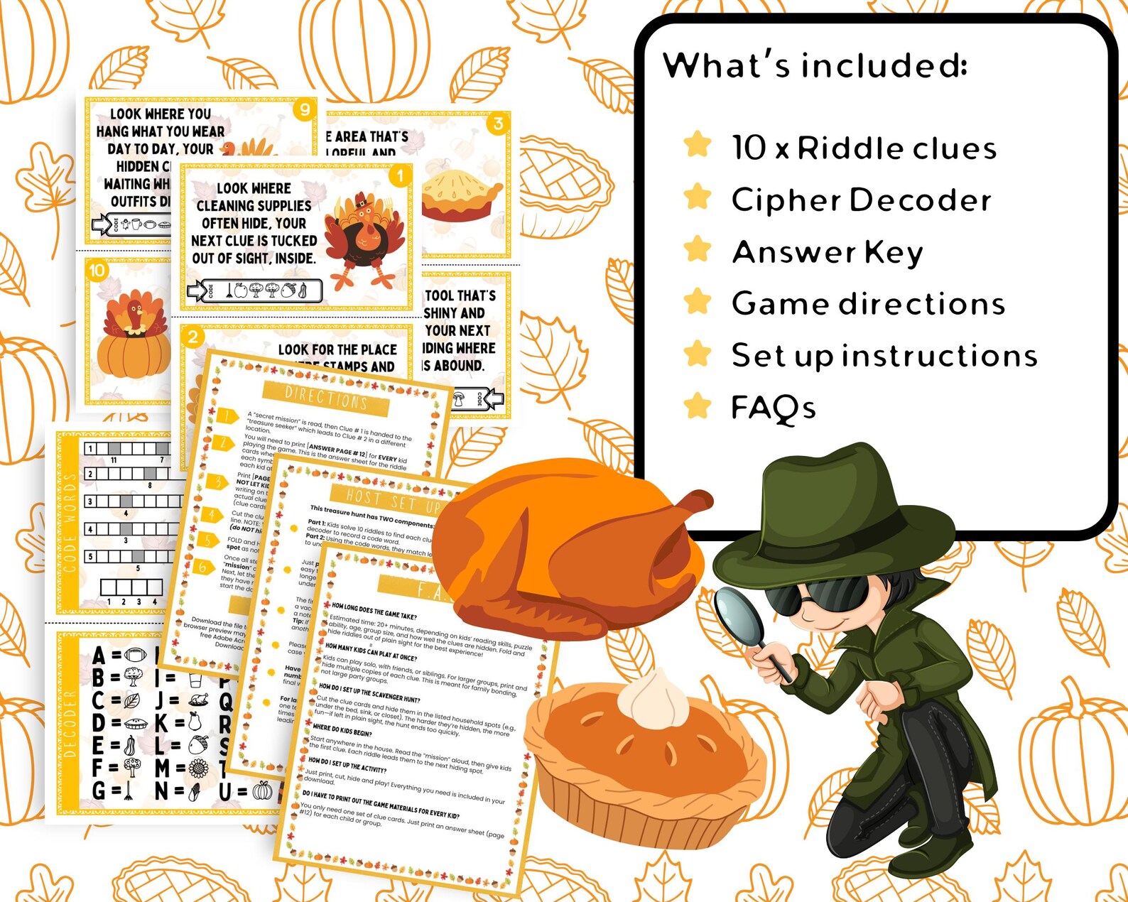 Printable Thanksgiving Scavenger Hunt Game for Kids | Turkey & Pumpkin ...