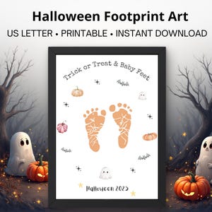 Halloween Trick or Treat and Baby Feet Footprint Art: Halloween Keepsake (PDF Download)