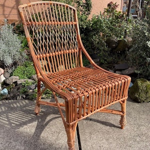 Handmade Rattan Lounge Chair | Boho Patio & Indoor Seating | Vintage Wicker Furniture