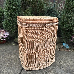 Large Wicker Laundry Basket | Handmade Rattan Hamper with Lid | Natural Storage Bin