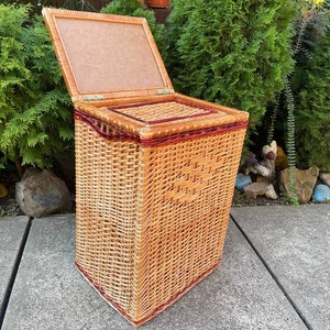 Tall Wicker Laundry Hamper | Handmade Large Rattan Basket with Lid | Natural Storage Bin Large