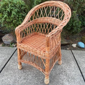 Handmade Wood Lounge Chair | Rattan Outdoor Patio Chair | Natural Wicker Garden Chair