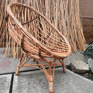 Handwoven Rattan Chair | Boho & Rustic Accent Chair | Eco-Friendly Lightweight Seating