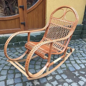 Handmade Wicker Rocking Chair | Bentwood Rattan Lounge Chair | Durable & Stylish Seating