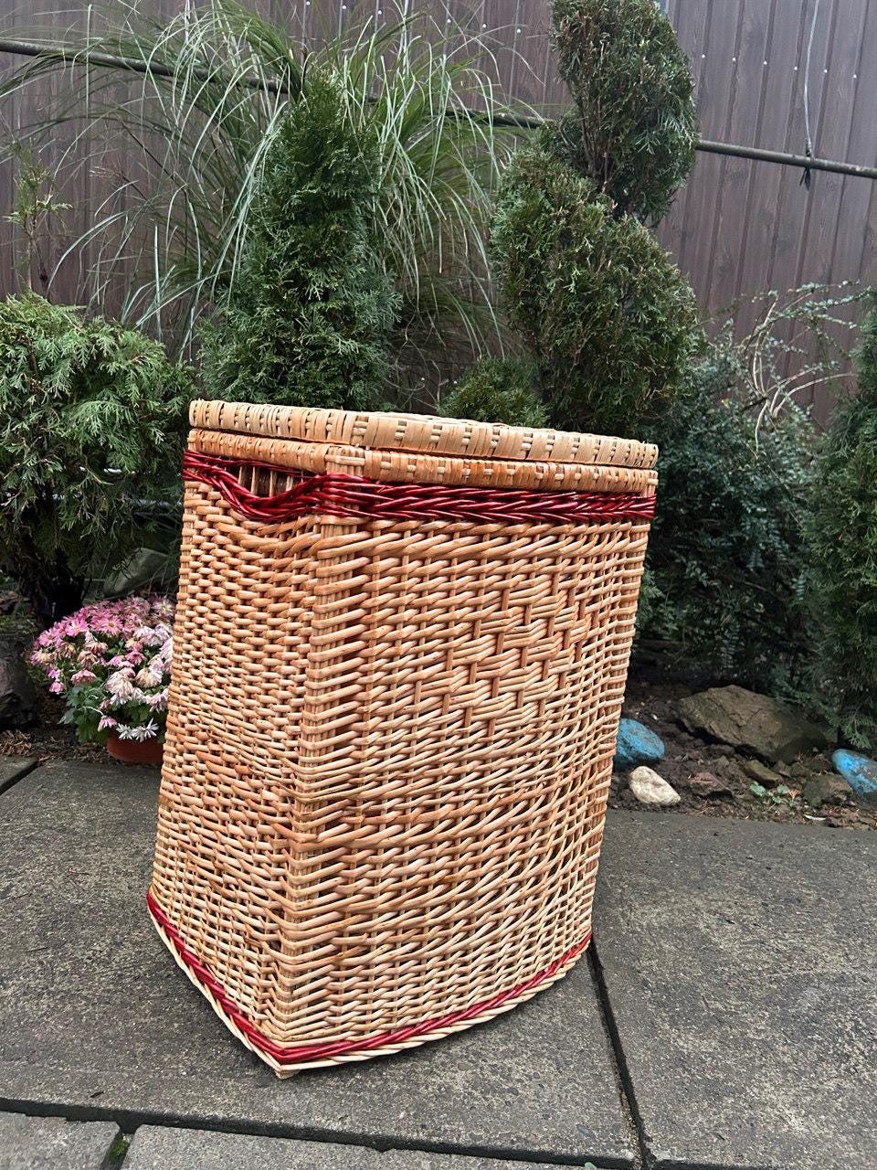 籐製ランドリーバスケットセット | 手作りの籐製蓋付きバスケット