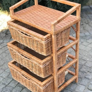 Handmade Wicker Dresser | 3-Drawer Rattan Chest | Rustic & Boho Bedroom Storage
