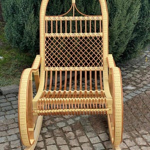 Handcrafted Rattan Rocking Chair | Curved Bentwood Lounge Seat | Stylish & Durable Comfort