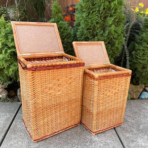 Set di cesti per la biancheria in vimini / Cesti in rattan fatti a mano con coperchi / Contenitori per la conservazione naturale