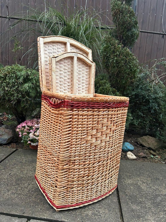 籐製ランドリーバスケットセット | 手作りの籐製蓋付きバスケット