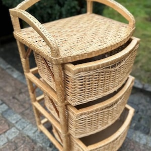Handwoven Wicker Dresser | 3-Drawer Rattan Chest | Rustic & Boho Storage