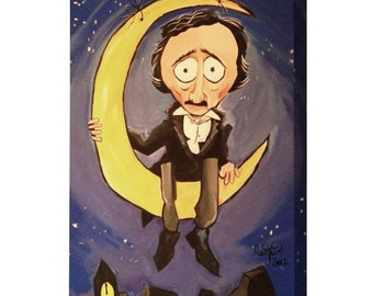 Poe on the Moon by Mark Redfield canvas print