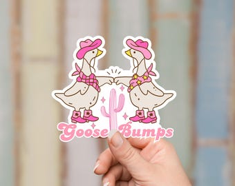 Cute Cowgirl Goose Bumps Sticker - Funny Sticker - Goose Sticker - Holographic or Matte - Choose your size
