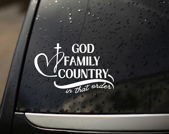 God, Family, Country Vinyl Decal - Car, Laptop, Window Sticker