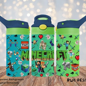 Minecraft, bouteille de boisson pour enfants de 12 oz, sublimation/fichier numérique PNG de conception UVDTF