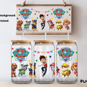 La Pat' Patrouille, 16 oz canette en verre Libbey, sublimation/fichiers PNG numériques design UVDTF
