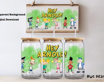 Hey Arnold, 16oz Libbey Glass Can Tumbler Sublimation/UVDTF Design Digital Png File