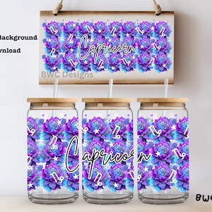 Steenbok, 16oz Libbey Glass Can Tumbler Sublimatie/UVDTF-ontwerp digitaal png-bestand