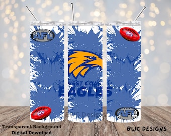 AFL West Coast Eagles, 20 Unzen Libbey Glass Can Tumbler Sublimation / UVDTF Design Digitale Png-Datei