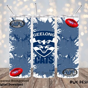 AFL Geelong Cats, 20 oz canette en verre Libbey gobelet sublimation/fichier numérique PNG avec conception UVDTF
