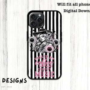 Fille tatouée et musique country, conception de coque de téléphone à sublimation, modèle de sublimation. Conception de coque de téléphone, fichier numérique PNG