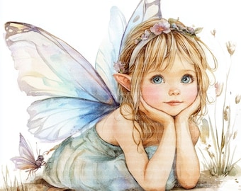 Clipart de Hada de Acuarela: JPG imprimibles para diarios basura (Descarga digital)